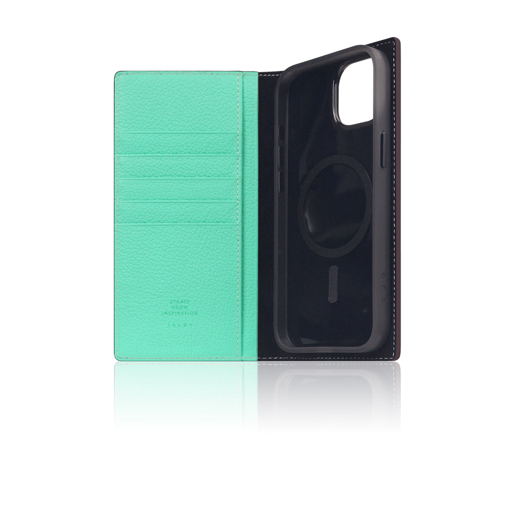 D8 [MagSafe Detachable] Neon Full Gran Leather Diary Case for iPhone 16 Plus (Teal)