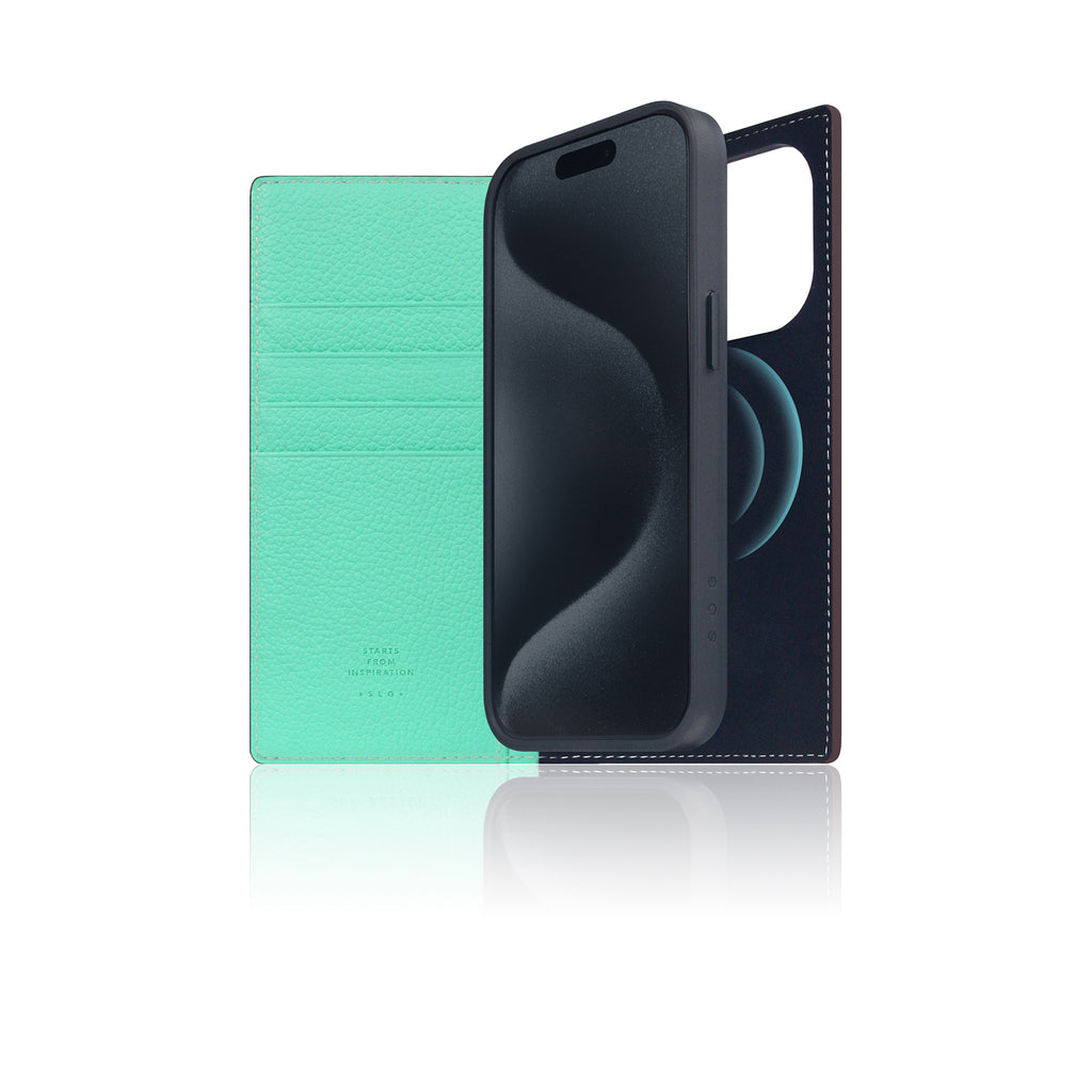 D8 [MagSafe Detachable] Neon Full Gran Leather Diary Case for iPhone 16 Pro (Teal)