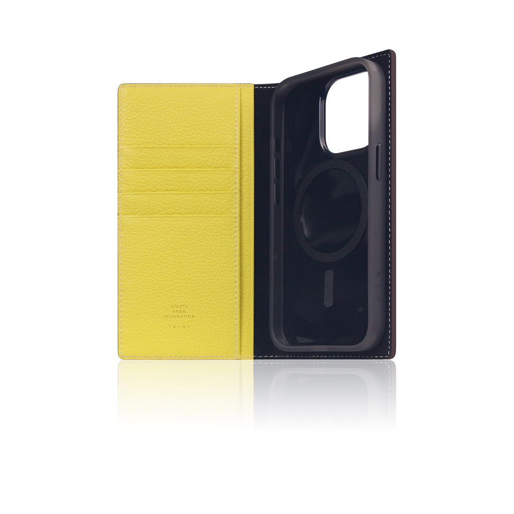 D8 [MagSafe Detachable] Neon Full Gran Leather Diary Case for iPhone 16 Pro (Lemon)