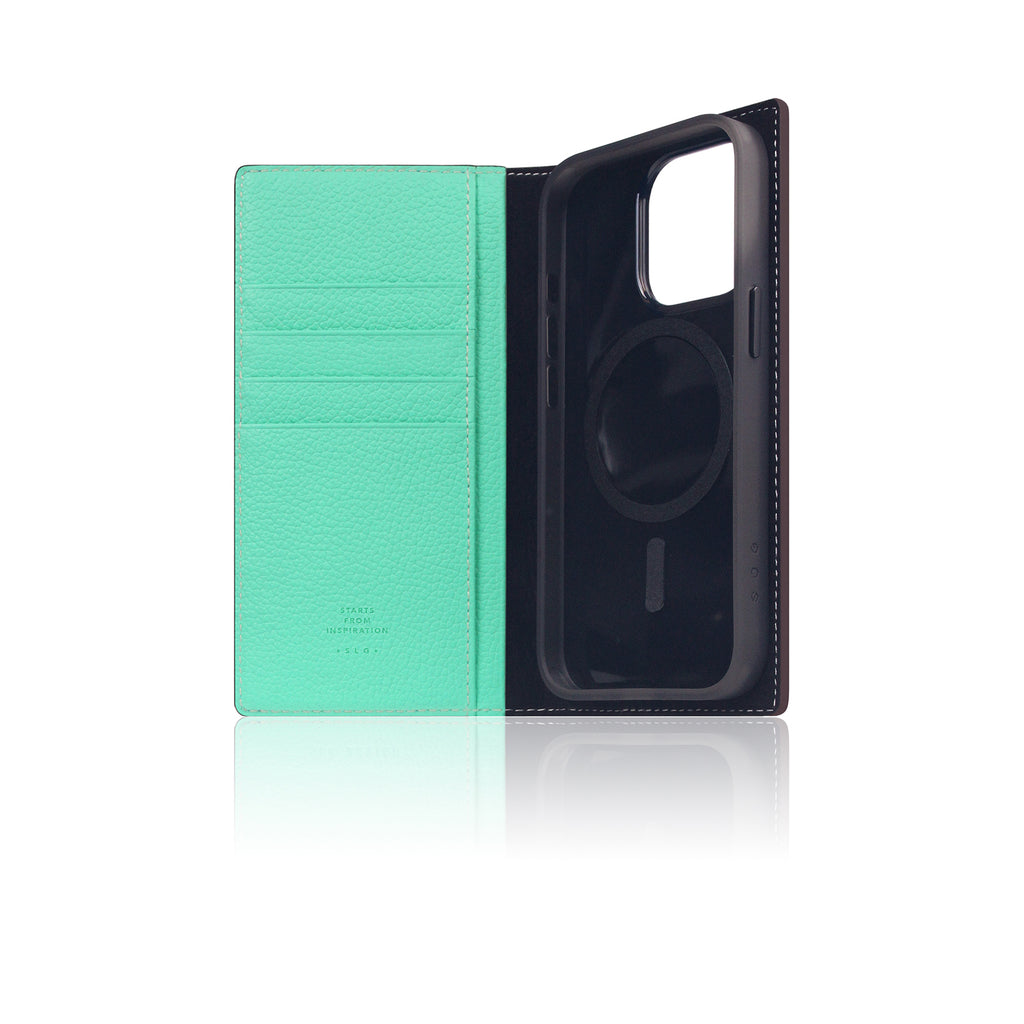 D8 [MagSafe Detachable] Neon Full Gran Leather Diary Case for iPhone 16 Pro (Teal)