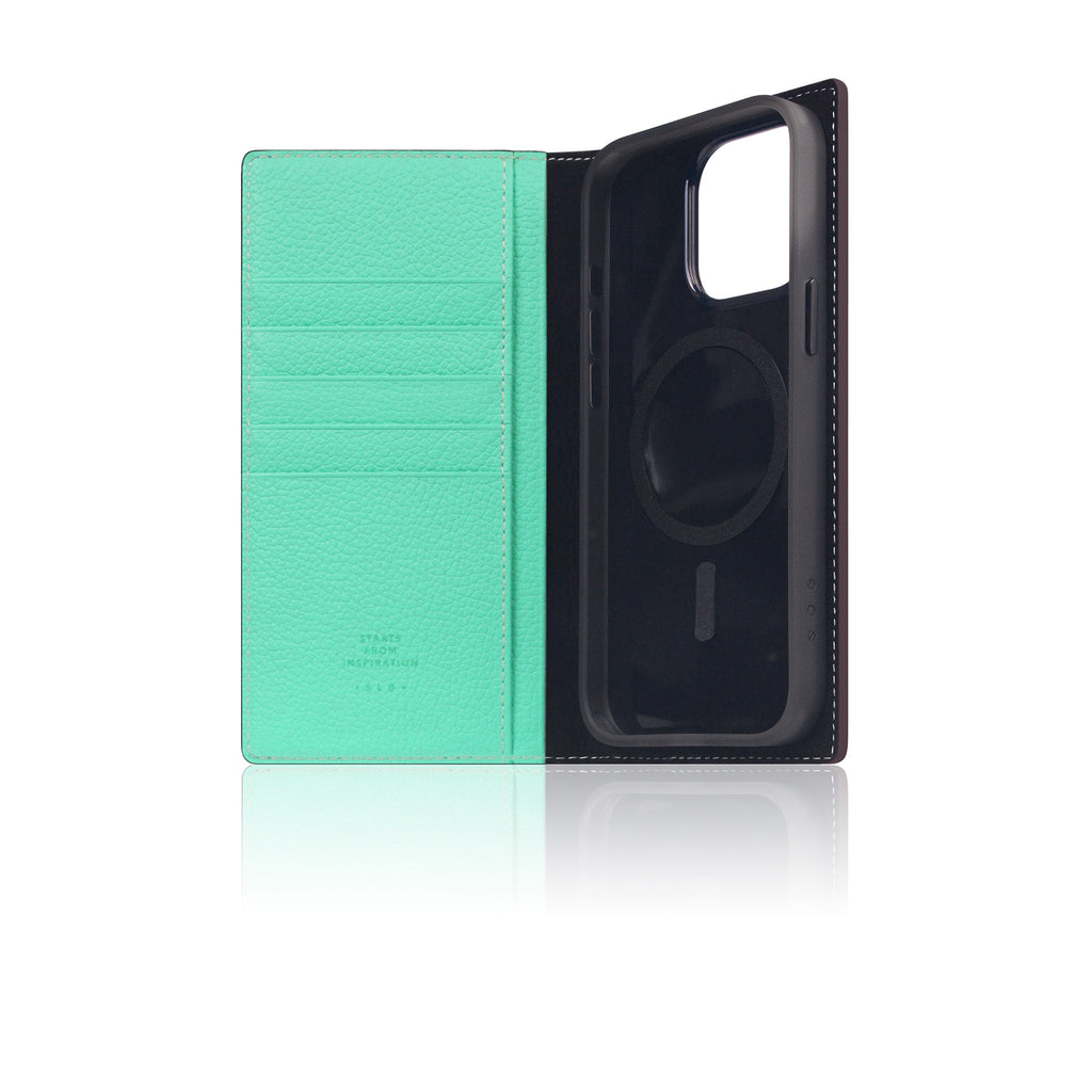 D8 [MagSafe Detachable] Neon Full Gran Leather Diary Case for iPhone 16 Pro Max (Teal)