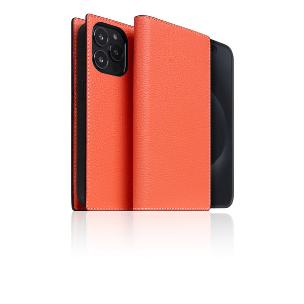 D8 [MagSafe Detachable] Neon Full Gran Leather Diary Case for iPhone 16 Pro Max (Coral)