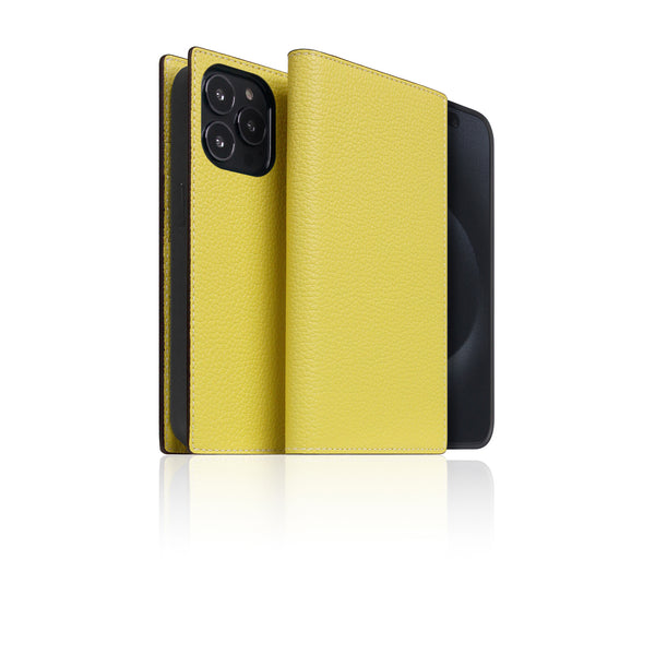 D8 [MagSafe Detachable] Neon Full Gran Leather Diary Case for iPhone 16 Pro (Lemon)