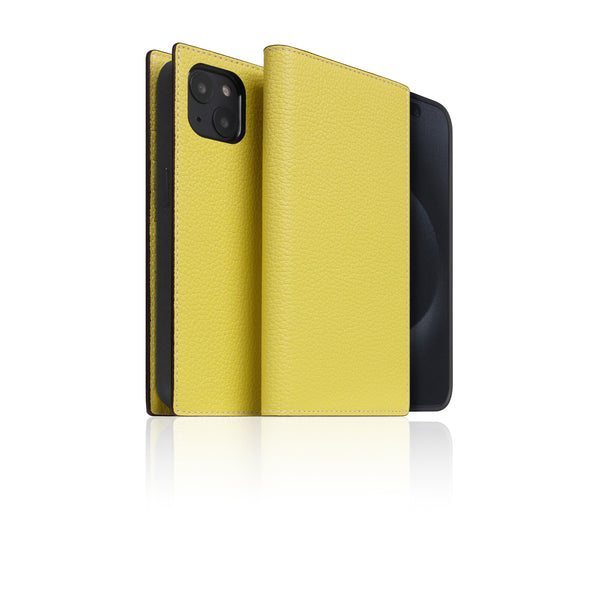 D8 [MagSafe Detachable] Neon Full Gran Leather Diary Case for iPhone 16 (Lemon)
