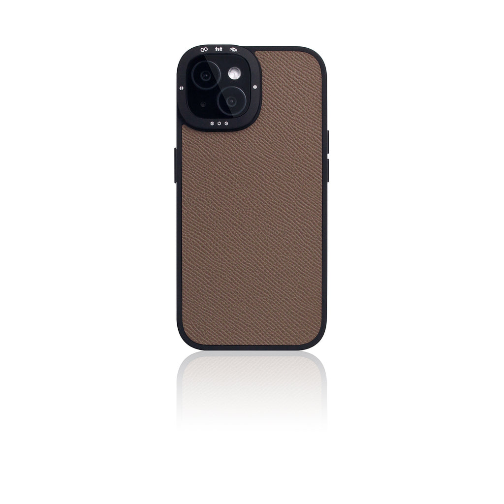 D9 France Epsom Leather Case for iPhone 15 (Etoupe)