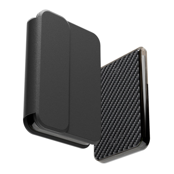 SLG Gridline Duo Card Case MagSafe Compatible for iPhone 12 - 17 Series - [Carbon Pattern - Black]
