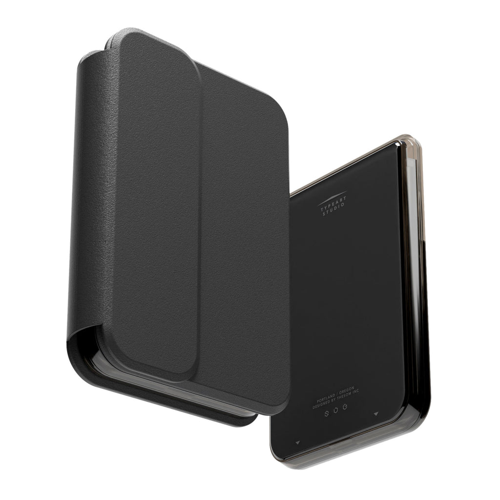 SLG Gridline Duo Card Case MagSafe Compatible for iPhone 12 - 17 Series - [Solid - Black]