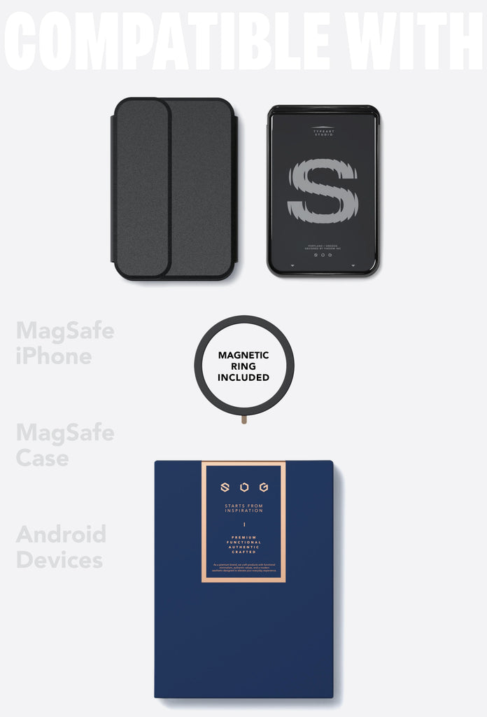 SLG Gridline Duo Card Case MagSafe Compatible for iPhone 12 - 17 Series - [Motion S - Black]