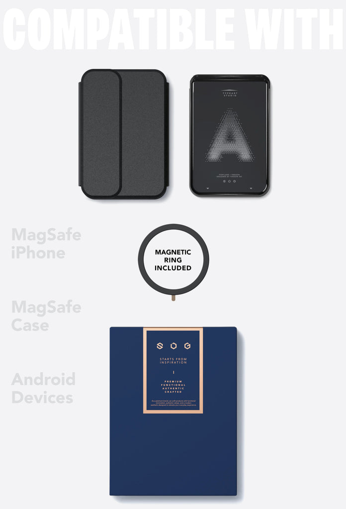 SLG Gridline Duo Card Case MagSafe Compatible for iPhone 12 - 17 Series - [Pixel A - Black]
