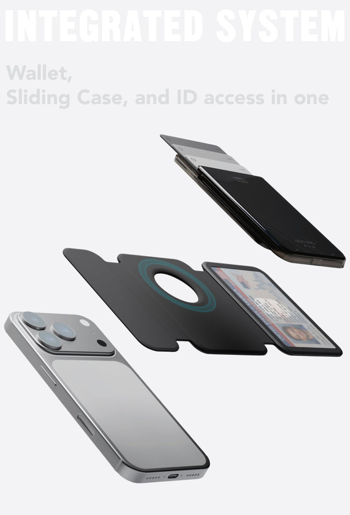 SLG Gridline Duo Card Case MagSafe Compatible for iPhone 12 - 17 Series - [Solid - Black]