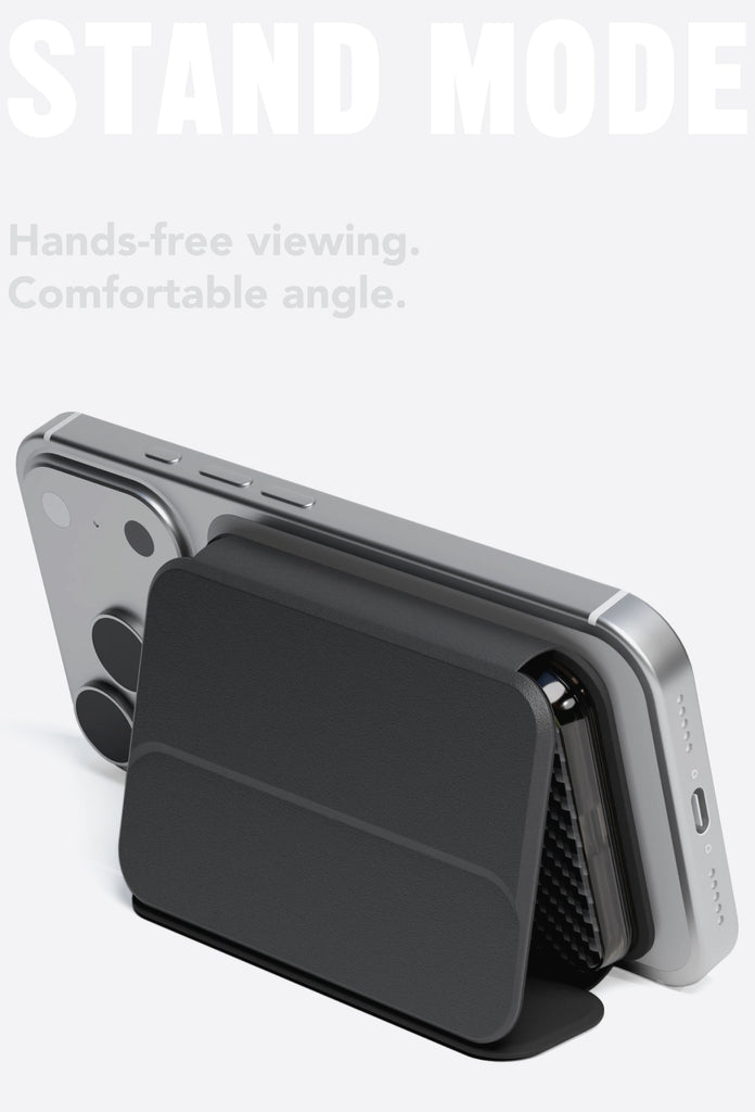 SLG Gridline Duo Card Case MagSafe Compatible for iPhone 12 - 17 Series - [Carbon Pattern - Black]