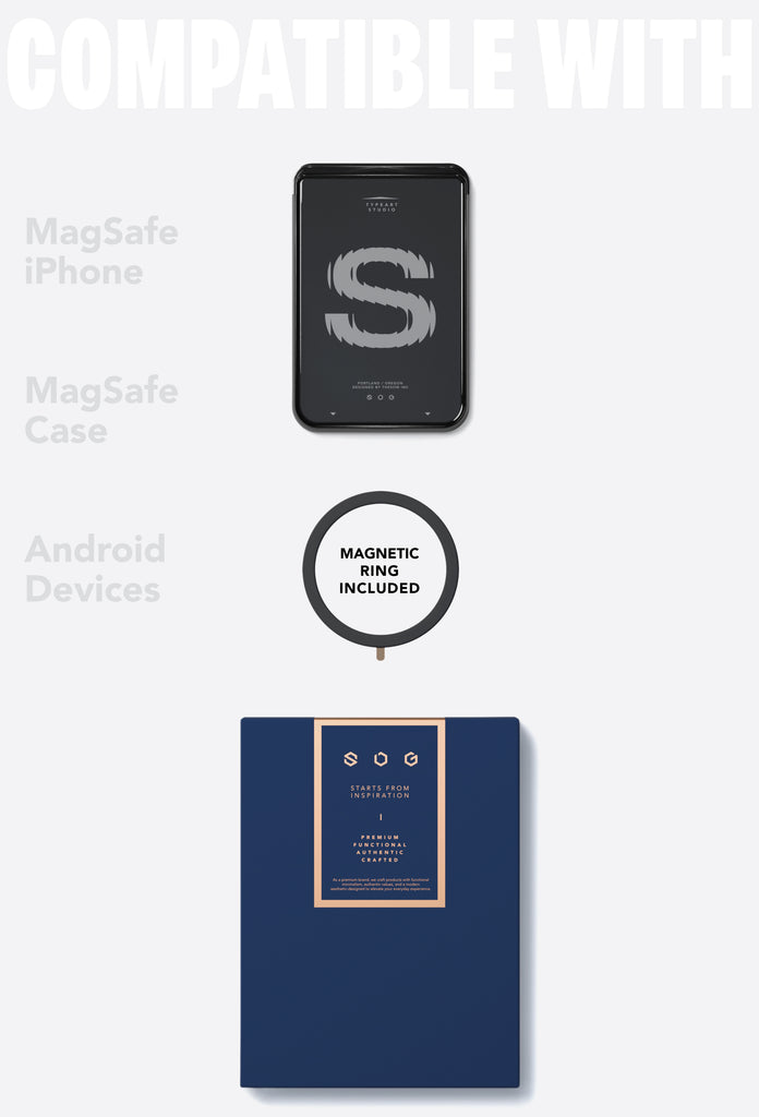 SLG Gridline Solo Card Case MagSafe Compatible for iPhone 12 - 17 Series - [Motion S- Black]