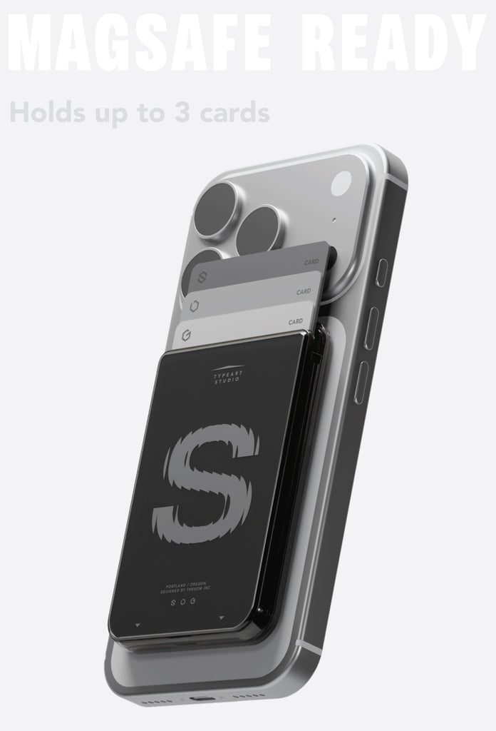 SLG Gridline Solo Card Case MagSafe Compatible for iPhone 12 - 17 Series - [Motion S- Black]