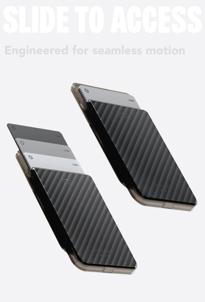 SLG Gridline Solo Card Case MagSafe Compatible for iPhone 12 - 17 Series - [Carbon Pattern - Black]
