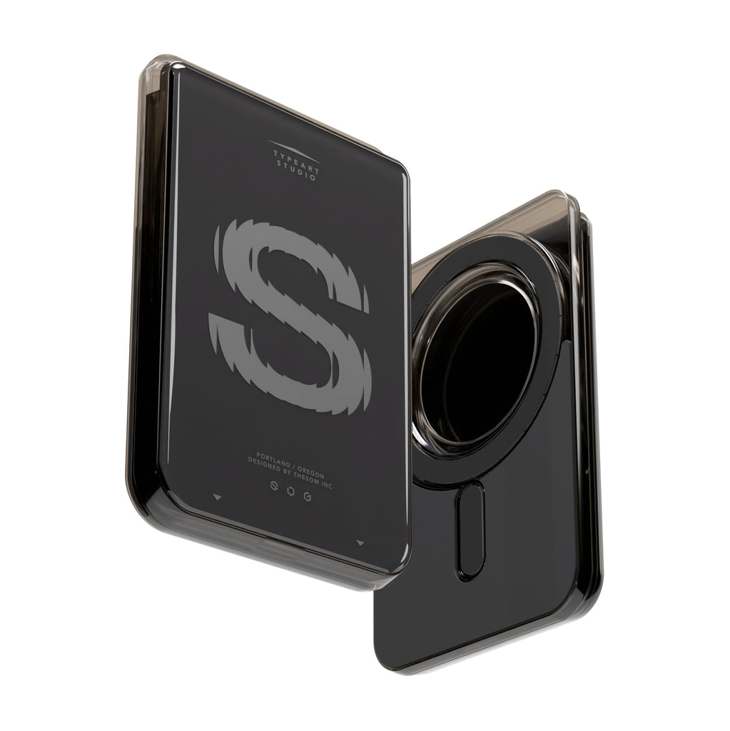 SLG Gridline Solo Card Case MagSafe Compatible for iPhone 12 - 17 Series - [Motion S- Black]