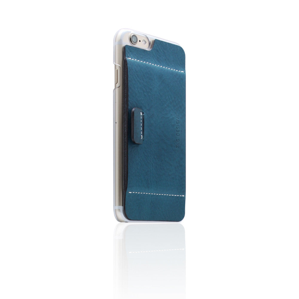 D6 Italian Minerva Box Leather Card Pocket for iPhone 6/6s Blue
