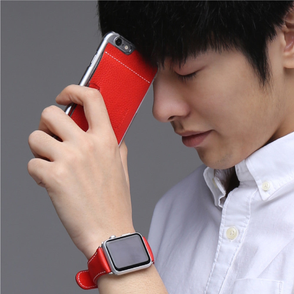 D6 Italian Minerva Box Leather Card Pocket for iPhone 6/6s Tan