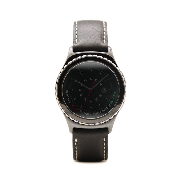 D6 Italian Minerva Box Leather Strap for Gear S2 Black