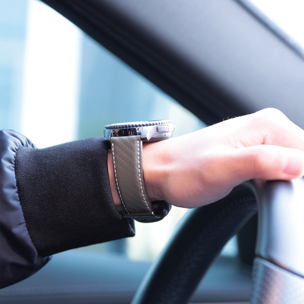 D+ Italian Carbon Leather Strap for Gear S3 Khaki