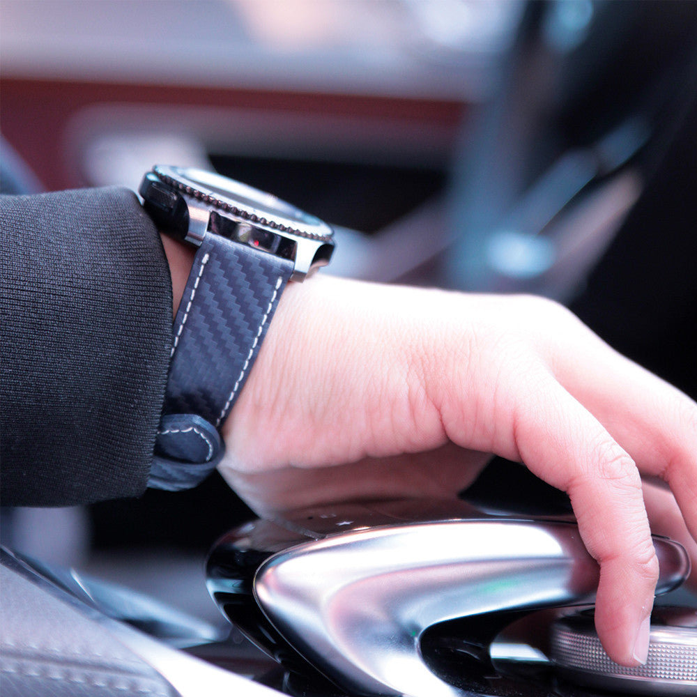 D+ Italian Carbon Leather Strap for Gear S3 Navy