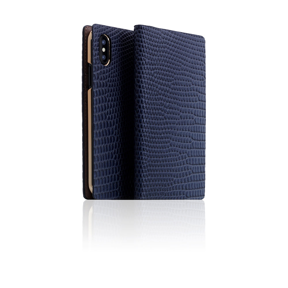 D3 Italian Lizard Leather Case for iPhone X / XS Blue