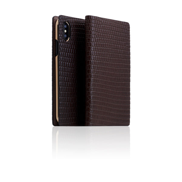 D3 Italian Lizard Leather Case for iPhone X / XS Brown