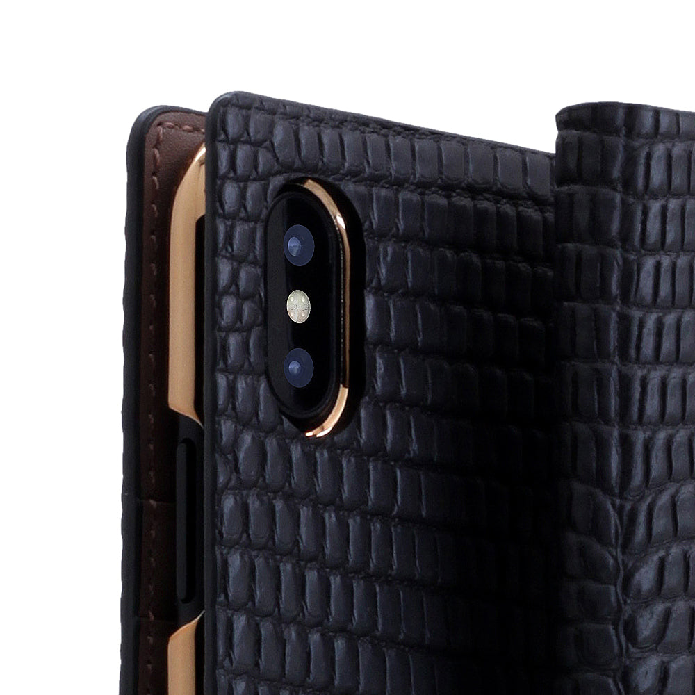 D3 Italian Lizard Leather Case for iPhone X / XS Black