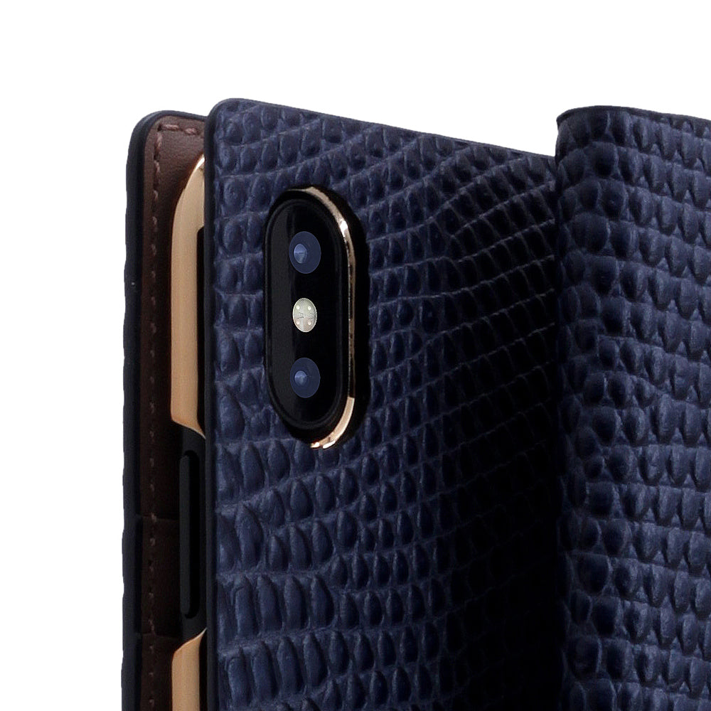D3 Italian Lizard Leather Case for iPhone X / XS Blue