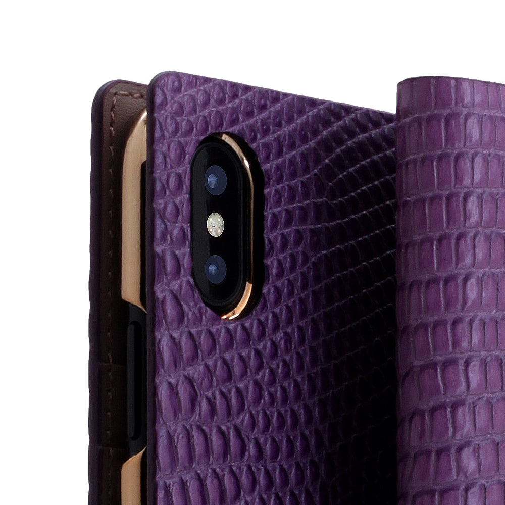 D3 Italian Lizard Leather Case for iPhone X / XS Purple