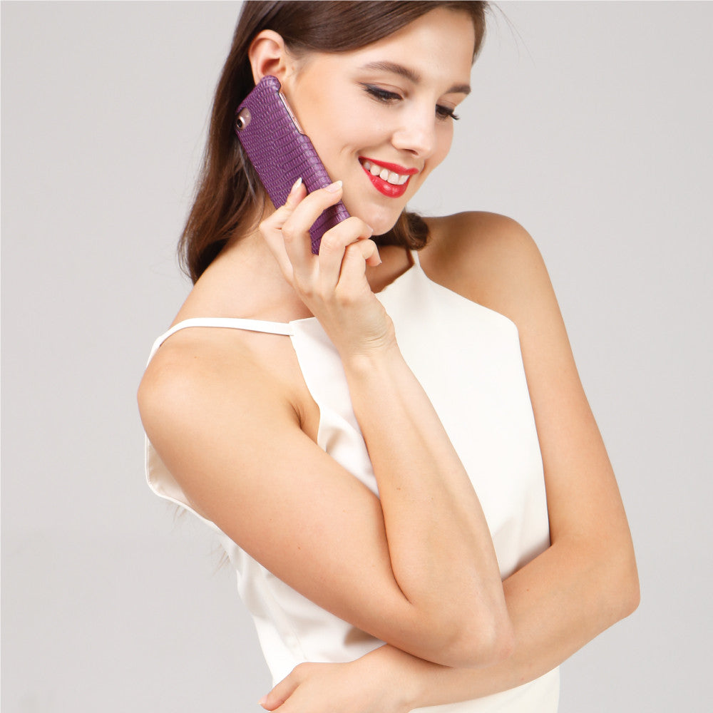 D3 Italian Lizard Leather Back Case for iPhone 8 / 7 / SE 2020 (Purple)