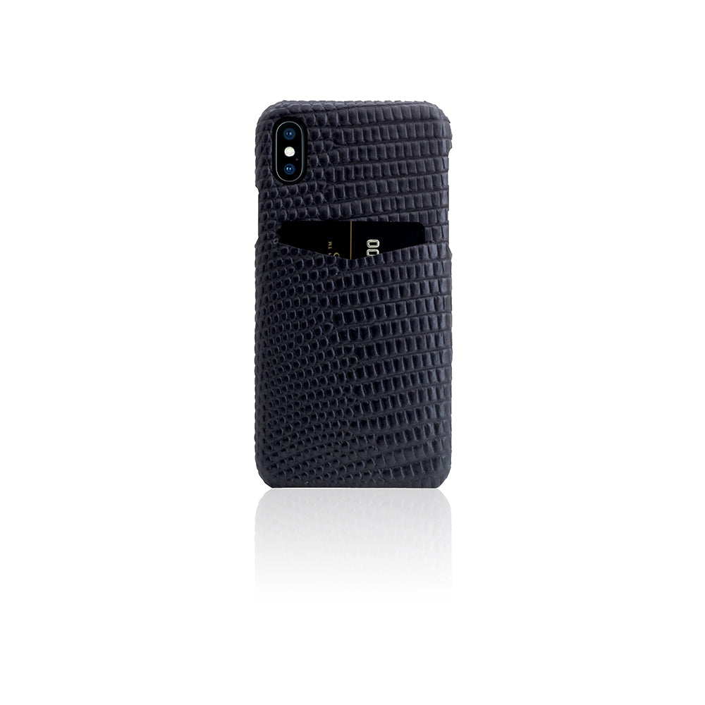 D3 Italian Lizard Leather Back Case for iPhone X / XS Black