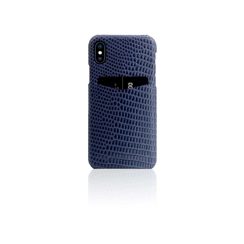 D3 Italian Lizard Leather Back Case for iPhone X / XS Blue
