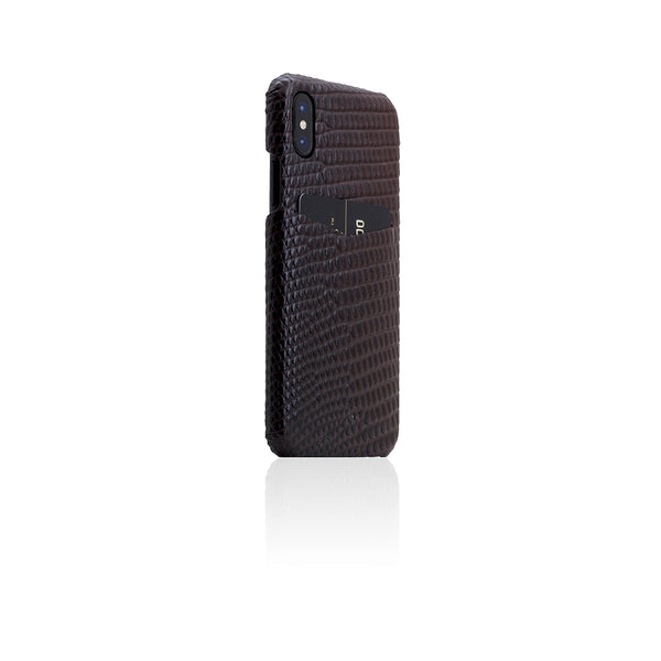 D3 Italian Lizard Leather Back Case for iPhone X / XS Brown