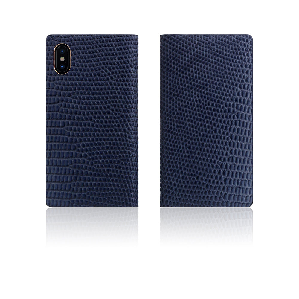 D3 Italian Lizard Leather Case for iPhone X / XS Blue