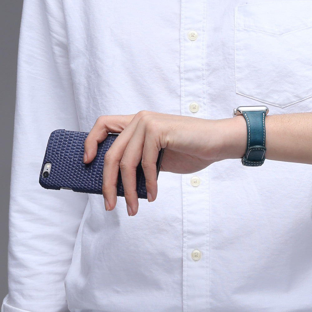 D3 Italian Lizard Leather Back Case for iPhone 6 / 6s Blue