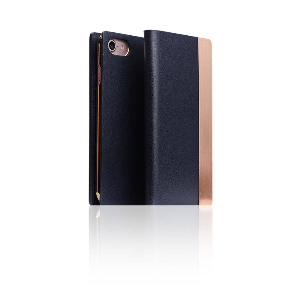 DailyObjects Cider Brown - Deep Navy Leather Phone Sleeve For iPhone 7 Plus