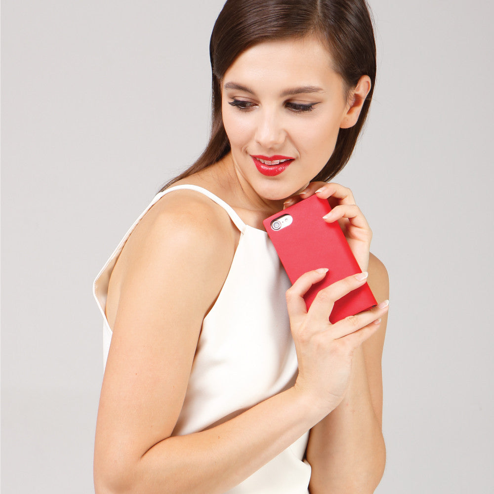 D5 Calf Skin Leather Case for iPhone 8 / 7 Red