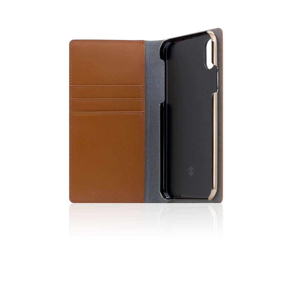 D5 Calf Skin Leather Case for iPhone X / XS Camel