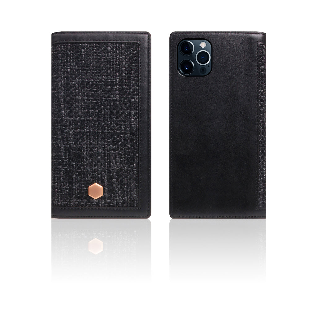 D5 Edition Calf Skin Leather Diary Case for iPhone 12 / 12 Pro (Black)