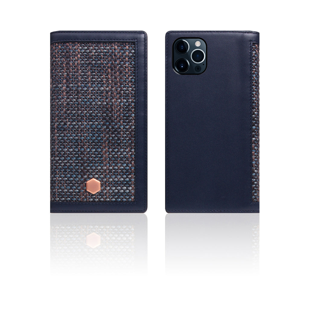 D5 Edition Calf Skin Leather Diary Case for iPhone 12 Pro Max (Navy)