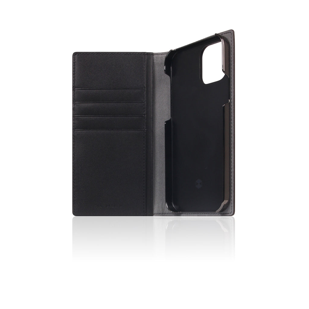 D5 Edition Calf Skin Leather Diary Case for iPhone 12 / 12 Pro (Black)