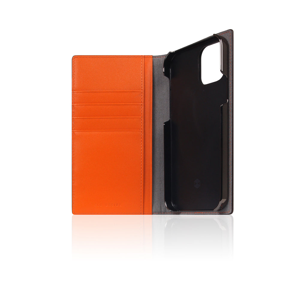D5 Edition Calf Skin Leather Diary Case for iPhone 12 Pro Max (Orange)