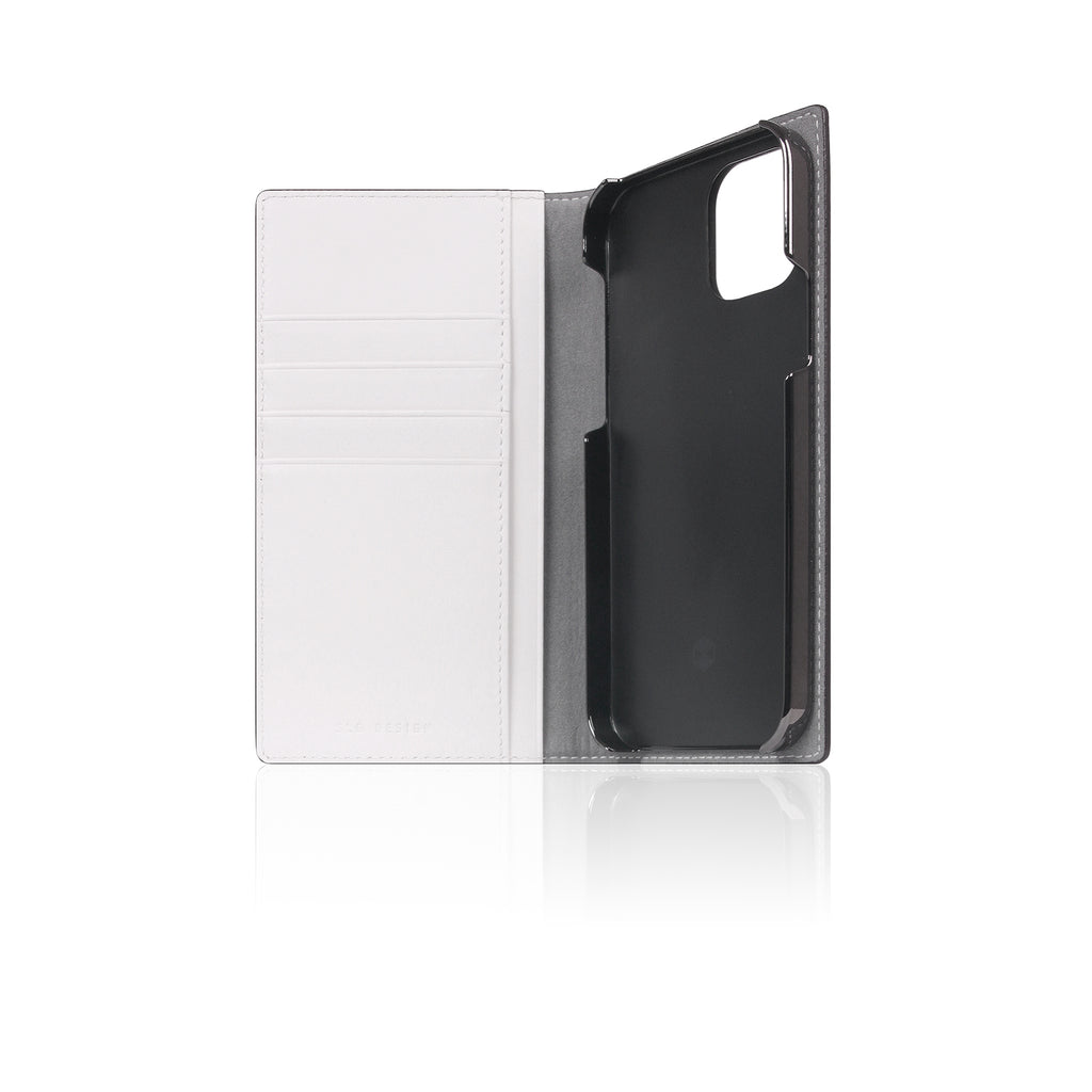 D5 Edition Calf Skin Leather Diary Case for iPhone 12 Pro Max (White)