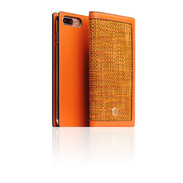 D5 Edition Calf Skin Leather Diary Case for iPhone 8 Plus / 7 Plus (Orange)