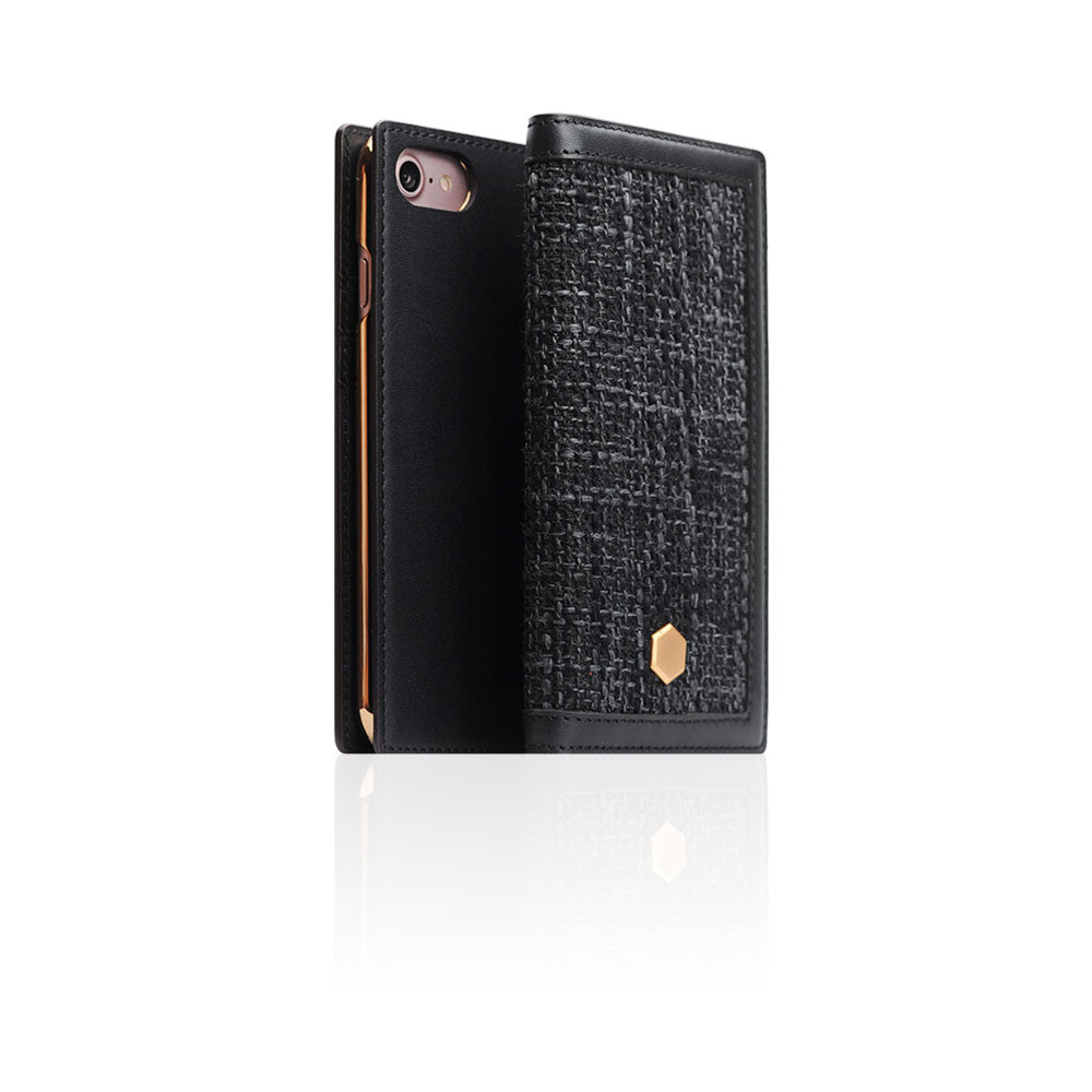 D5 Edition Calf Skin Leather Diary Case for iPhone 7/ 8/SE 2020 (Black)