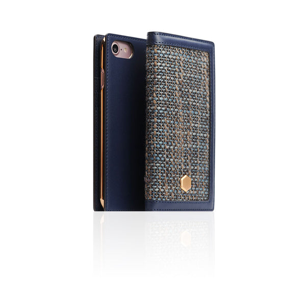 D5 Edition Calf Skin Leather Diary Case for iPhone 7/ 8/SE 2020 (Navy)