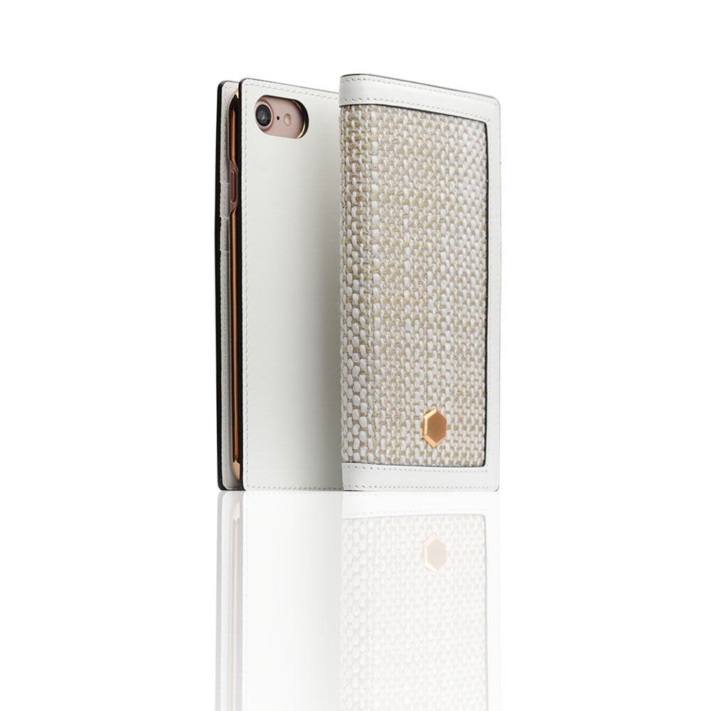 D5 Edition Calf Skin Leather Diary Case for iPhone 7/8/SE 2020 (White)