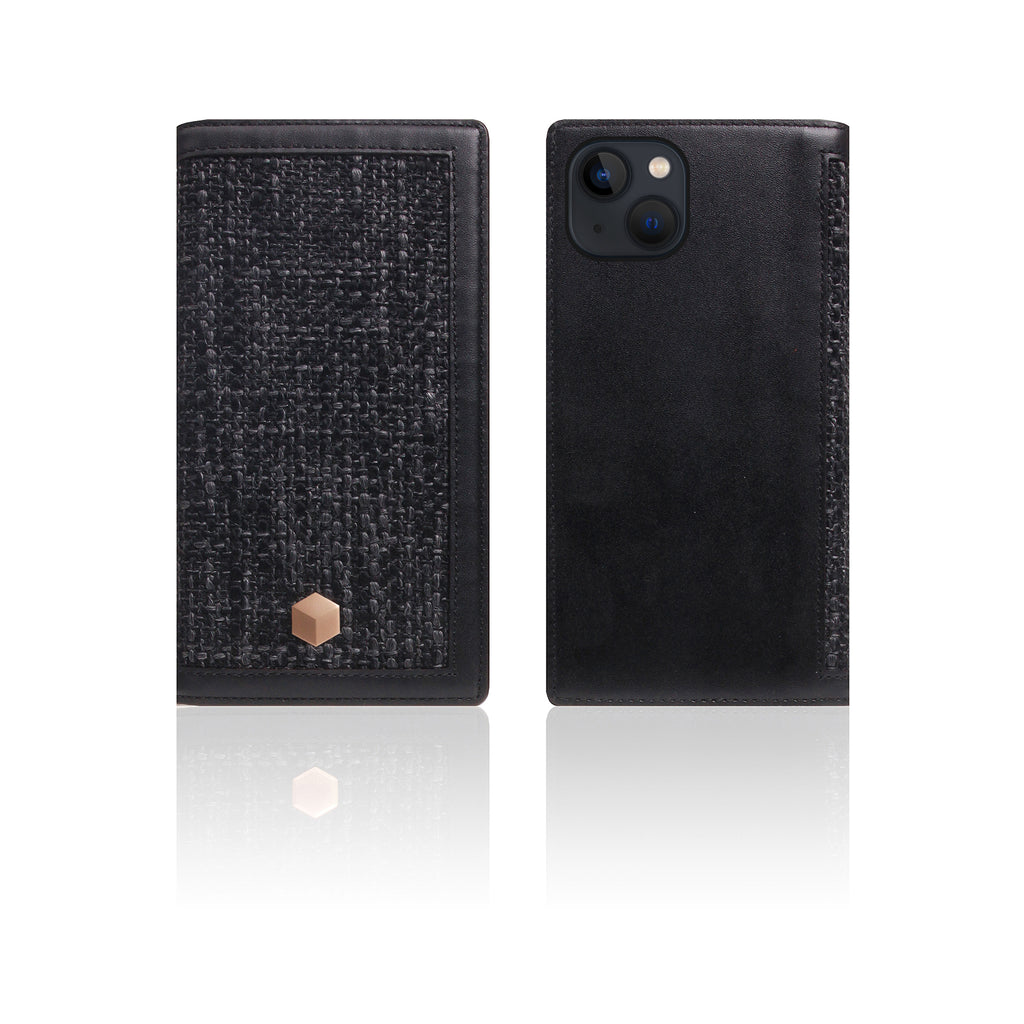 D5 Edition Calf Skin Leather Diary Case for iPhone 13 (Black)