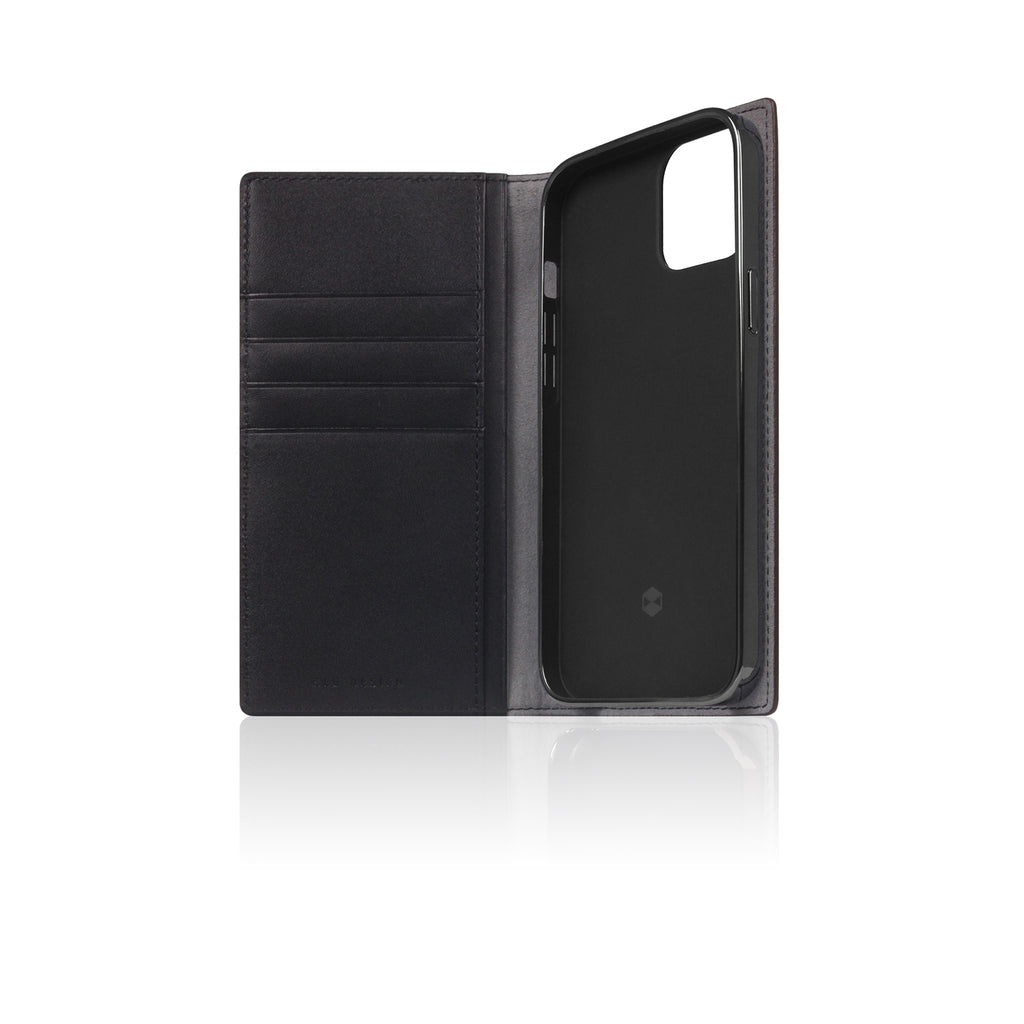D5 Edition Calf Skin Leather Diary Case for iPhone 13 (Black)