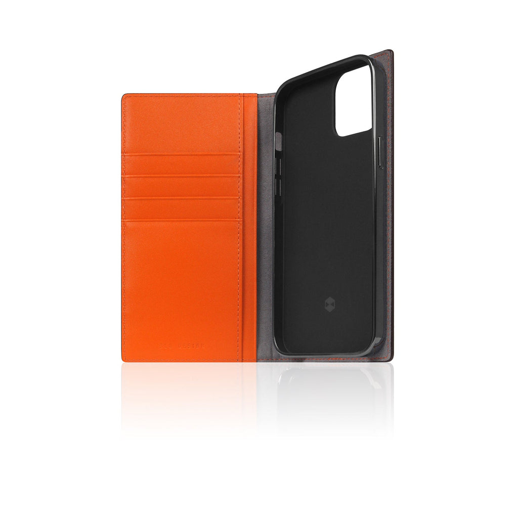 D5 Edition Calf Skin Leather Diary Case for iPhone 14 (Orange)